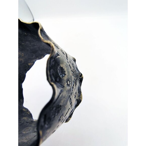 Napkin Ring Large Hand Tooled Metal Vintage Estate Artisan Scalloped Edge - Picture 10 of 10